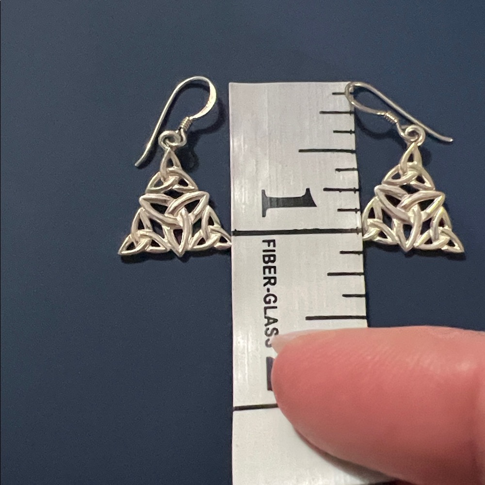 Sterling Silver Celtic Trinity Dangle Earrings - image 3